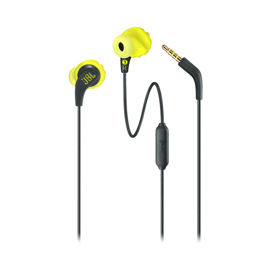 JBL Endurance RUN - Yellow - Sweatproof Wired Sport In-Ear Headphones - Detailshot 1 image number null