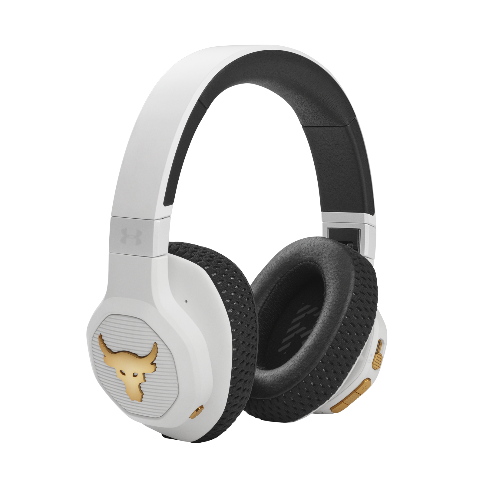 UA Project Rock Over-Ear Training Headphones - Engineered by JBL - White - Over-Ear ANC Sport Headphones - Right